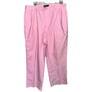 Vintage Polo Ralph Lauren Pants Mens 38X31 Pink Pleated Talon Zip 70s Belted